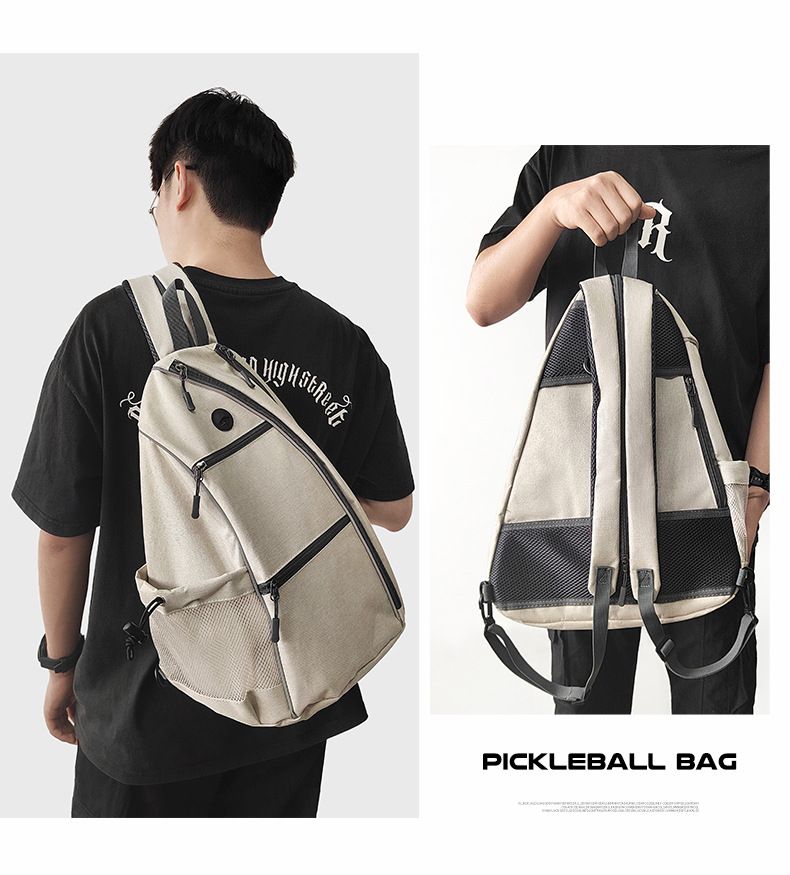 Beige Pickleball Multi-Sport Backpack – Oxford Fabric, Dual-Carry, Smart-Organized