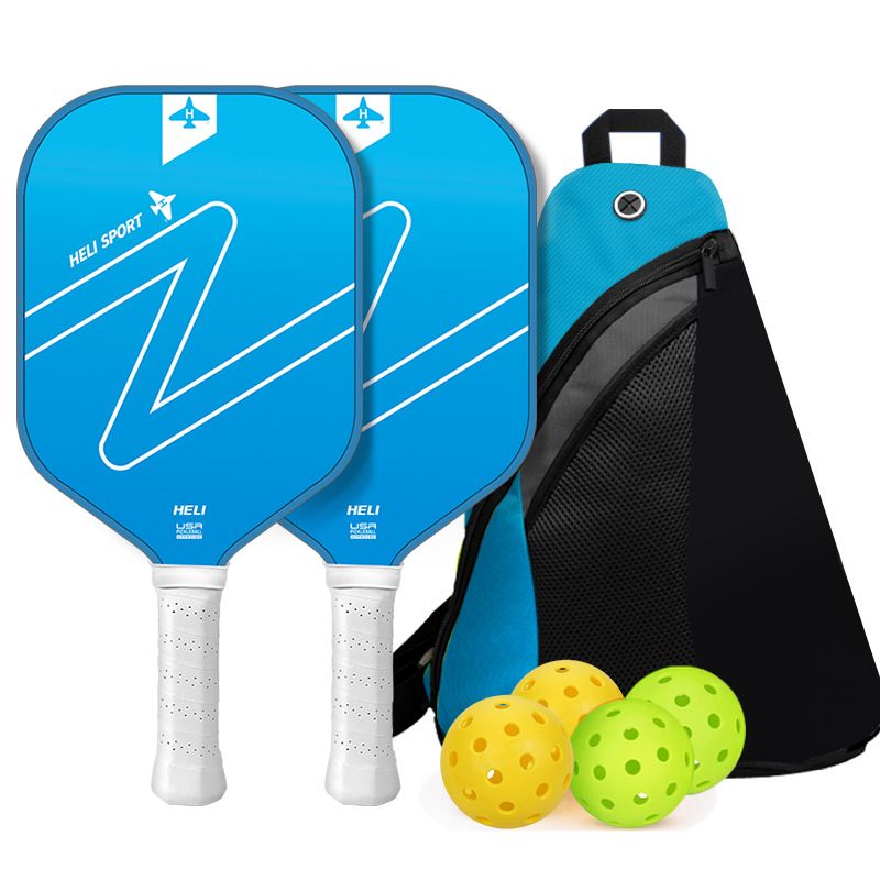 Blue Gradient Pickleball Paddle Set - Fiberglass Paddles with PP Honeycomb Core, 2 Paddles 4 Balls & Carry Bag