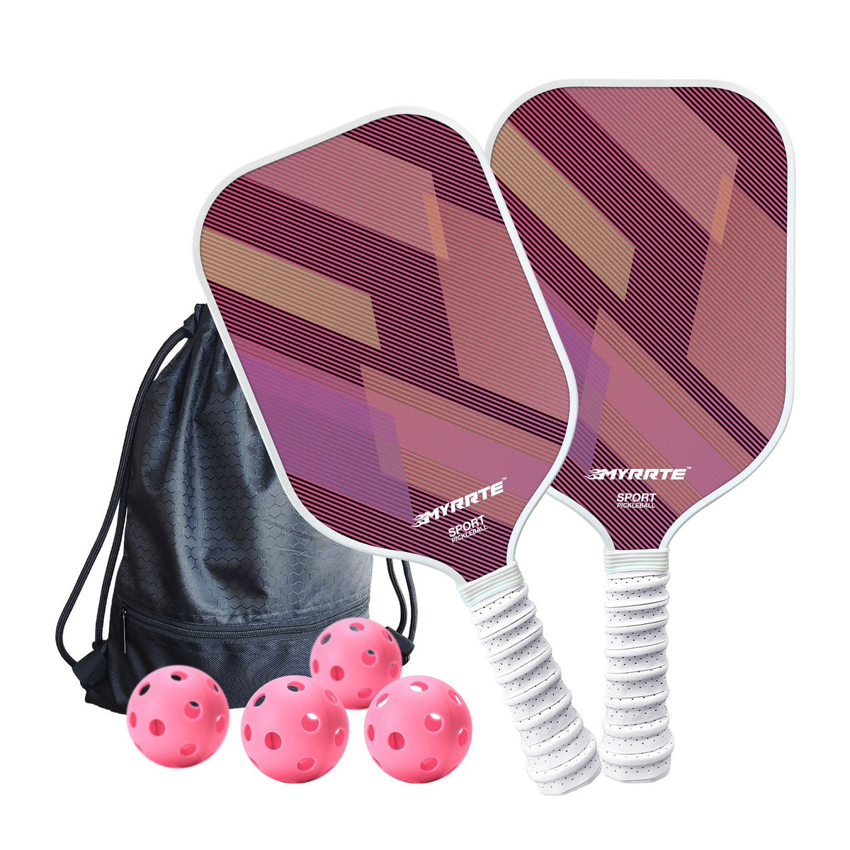 2 pcs Dreamy Blue Fiberglass Pickleball Paddle Racket Set（2 Rackets + 4 Balls + Bag） Lightweight PP Honeycomb Core Training Racket for Beginners and Recreational Play with Cushioned Grip